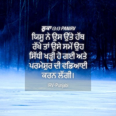 Picture 04 - ਲੂਕਾ 13:13 PANIRV - ਯਿਸੂ ਨੇ ਉਸ ਉੱਤੇ ਹੱਥ - Bible Verse Picture