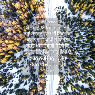 Picture 04 - ਲੂਕਾ 15:7 PANIRV - ਮੈਂ ਤੁਹਾਨੂੰ ਆਖਦਾ - Bible Verse Picture