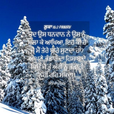 Picture 04 - ਲੂਕਾ 16:2 PANIRV - ਤਦ ਉਸ ਧਨਵਾਨ ਨੇ ਉਸ - Bible Verse Picture