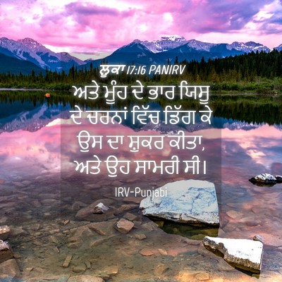 Picture 04 - ਲੂਕਾ 17:16 PANIRV - ਅਤੇ ਮੂੰਹ ਦੇ ਭਾਰ - Bible Verse Picture