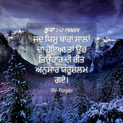 Picture 04 - ਲੂਕਾ 2:42 PANIRV - ਜਦ ਯਿਸੂ ਬਾਰਾਂ - Bible Verse Picture