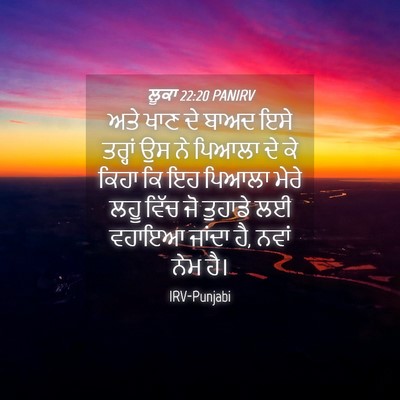 Picture 04 - ਲੂਕਾ 22:20 PANIRV - ਅਤੇ ਖਾਣ ਦੇ ਬਾਅਦ ਇਸੇ - Bible Verse Picture