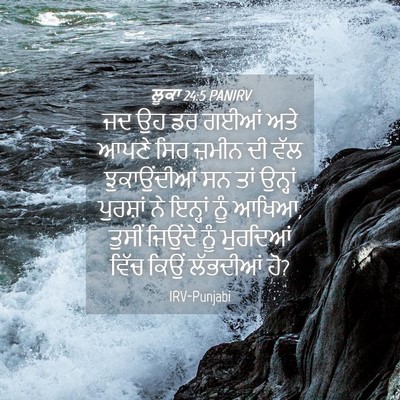 Picture 04 - ਲੂਕਾ 24:5 PANIRV - ਜਦ ਉਹ ਡਰ ਗਈਆਂ ਅਤੇ - Bible Verse Picture