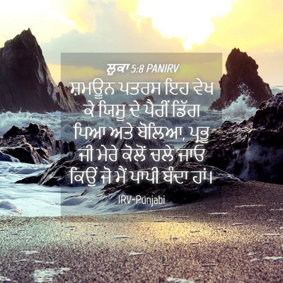 Picture 04 - ਲੂਕਾ 5:8 PANIRV - ਸ਼ਮਊਨ ਪਤਰਸ ਇਹ ਵੇਖ - Bible Verse Picture