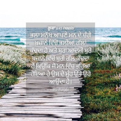 Picture 04 - ਲੂਕਾ 6:45 PANIRV - ਭਲਾ ਮਨੁੱਖ ਆਪਣੇ ਮਨ - Bible Verse Picture