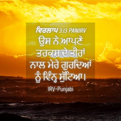 Picture 04 - ਵਿਰਲਾਪ 3:13 PANIRV - ਉਸ ਨੇ ਆਪਣੇ ਤਰਕਸ਼ ਦੇ - Bible Verse Picture