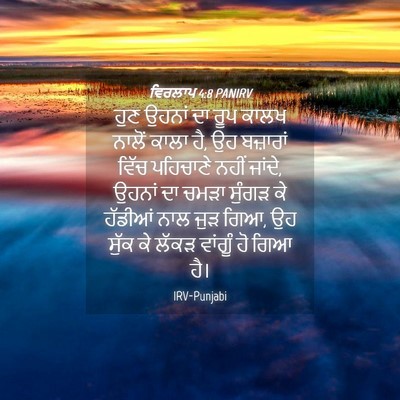 Picture 04 - ਵਿਰਲਾਪ 4:8 PANIRV - ਹੁਣ ਉਹਨਾਂ ਦਾ ਰੂਪ - Bible Verse Picture