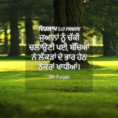 Picture 04 - ਵਿਰਲਾਪ 5:13 PANIRV - ਜੁਆਨਾਂ ਨੂੰ ਚੱਕੀ - Bible Verse Picture