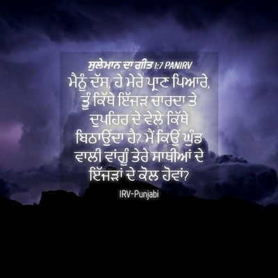 Picture 04 - ਸੁਲੇਮਾਨ ਦਾ ਗੀਤ 1:7 PANIRV - ਮੈਨੂੰ ਦੱਸ, ਹੇ ਮੇਰੇ - Bible Verse Picture