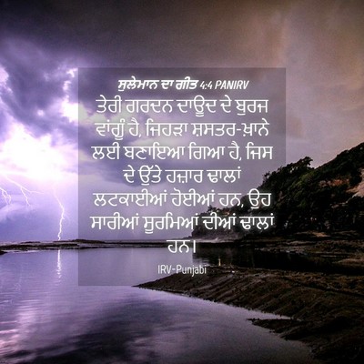 Picture 04 - ਸੁਲੇਮਾਨ ਦਾ ਗੀਤ 4:4 PANIRV - ਤੇਰੀ ਗਰਦਨ ਦਾਊਦ ਦੇ - Bible Verse Picture