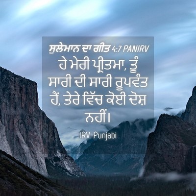 Picture 04 - ਸੁਲੇਮਾਨ ਦਾ ਗੀਤ 4:7 PANIRV - ਹੇ ਮੇਰੀ ਪ੍ਰੀਤਮਾ, - Bible Verse Picture