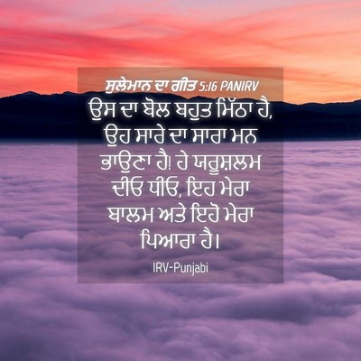 Picture 04 - ਸੁਲੇਮਾਨ ਦਾ ਗੀਤ 5:16 PANIRV - ਉਸ ਦਾ ਬੋਲ ਬਹੁਤ - Bible Verse Picture