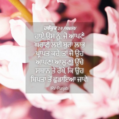 Picture 04 - ਹਬੱਕੂਕ 2:9 PANIRV - ਹਾਏ ਉਸ ਨੂੰ, ਜੋ ਆਪਣੇ - Bible Verse Picture