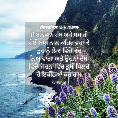 Picture 04 - ਹਿਜ਼ਕੀਏਲ 20:34 PANIRV - ਮੈਂ ਬਲਵਾਨ ਹੱਥ ਅਤੇ - Bible Verse Picture