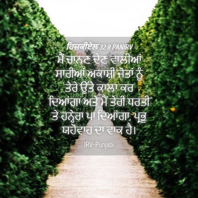 Picture 04 - ਹਿਜ਼ਕੀਏਲ 32:8 PANIRV - ਮੈਂ ਚਾਨਣ ਦੇਣ - Bible Verse Picture