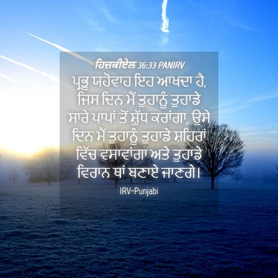 Picture 04 - ਹਿਜ਼ਕੀਏਲ 36:33 PANIRV - ਪ੍ਰਭੂ ਯਹੋਵਾਹ ਇਹ - Bible Verse Picture