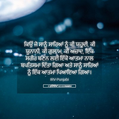 Picture 05 - 1 ਕੁਰਿੰਥੀਆਂ 12:13 PANIRV - ਕਿਉਂ ਜੋ ਸਾਨੂੰ - Bible Verse Picture