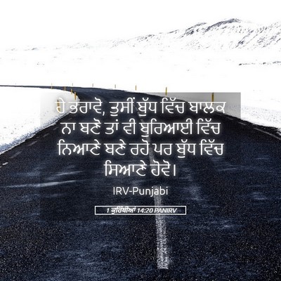 Picture 05 - 1 ਕੁਰਿੰਥੀਆਂ 14:20 PANIRV - ਹੇ ਭਰਾਵੋ, ਤੁਸੀਂ - Bible Verse Picture