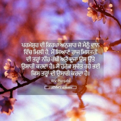Picture 05 - 1 ਕੁਰਿੰਥੀਆਂ 3:10 PANIRV - ਪਰਮੇਸ਼ੁਰ ਦੀ ਕਿਰਪਾ - Bible Verse Picture