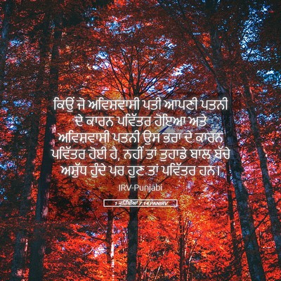 Picture 05 - 1 ਕੁਰਿੰਥੀਆਂ 7:14 PANIRV - ਕਿਉਂ ਜੋ ਅਵਿਸ਼ਵਾਸੀ - Bible Verse Picture