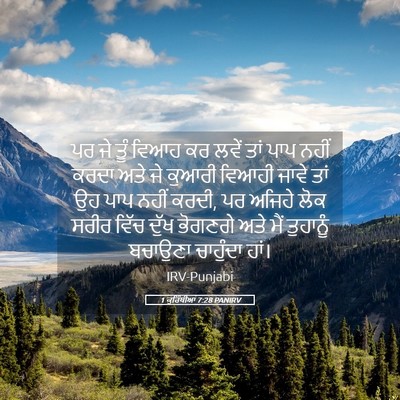 Picture 05 - 1 ਕੁਰਿੰਥੀਆਂ 7:28 PANIRV - ਪਰ ਜੇ ਤੂੰ ਵਿਆਹ ਕਰ - Bible Verse Picture