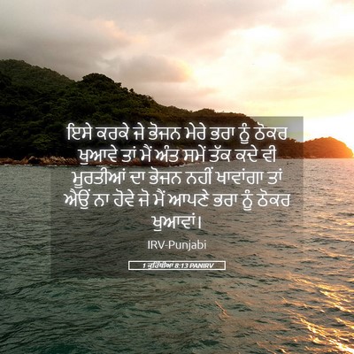 Picture 05 - 1 ਕੁਰਿੰਥੀਆਂ 8:13 PANIRV - ਇਸੇ ਕਰਕੇ ਜੇ ਭੋਜਨ - Bible Verse Picture