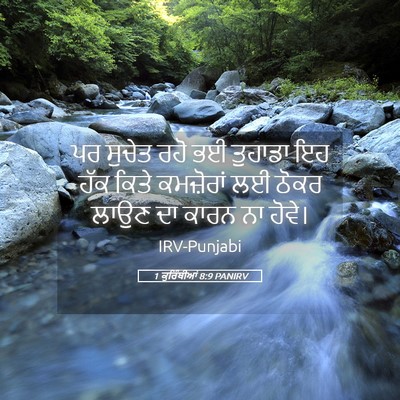 Picture 05 - 1 ਕੁਰਿੰਥੀਆਂ 8:9 PANIRV - ਪਰ ਸੁਚੇਤ ਰਹੋ ਭਈ - Bible Verse Picture
