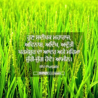 Picture 05 - 1 ਤਿਮੋਥਿਉਸ 1:17 PANIRV - ਹੁਣ ਸਦੀਪਕ ਮਹਾਰਾਜ, - Bible Verse Picture
