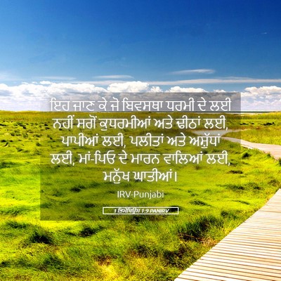 Picture 05 - 1 ਤਿਮੋਥਿਉਸ 1:9 PANIRV - ਇਹ ਜਾਣ ਕੇ ਜੋ ਬਿਵਸਥਾ - Bible Verse Picture