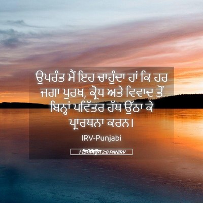 Picture 05 - 1 ਤਿਮੋਥਿਉਸ 2:8 PANIRV - ਉਪਰੰਤ ਮੈਂ ਇਹ - Bible Verse Picture