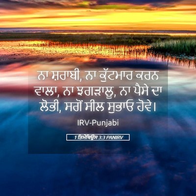 Picture 05 - 1 ਤਿਮੋਥਿਉਸ 3:3 PANIRV - ਨਾ ਸ਼ਰਾਬੀ, ਨਾ - Bible Verse Picture