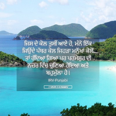 Picture 05 - 1 ਪਤਰਸ 2:4 PANIRV - ਜਿਸ ਦੇ ਕੋਲ ਤੁਸੀਂ ਆਏ - Bible Verse Picture