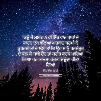 Picture 05 - 1 ਪਤਰਸ 3:18 PANIRV - ਕਿਉਂ ਜੋ ਮਸੀਹ ਨੇ ਵੀ - Bible Verse Picture