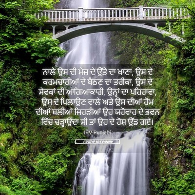 Picture 05 - 1 ਰਾਜਿਆਂ 10:5 PANIRV - ਨਾਲੇ ਉਸ ਦੀ ਮੇਜ਼ ਦੇ - Bible Verse Picture
