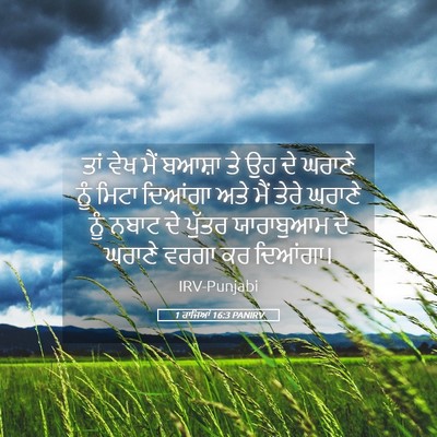 Picture 05 - 1 ਰਾਜਿਆਂ 16:3 PANIRV - ਤਾਂ ਵੇਖ ਮੈਂ ਬਆਸ਼ਾ - Bible Verse Picture