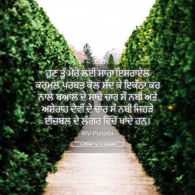 Picture 05 - 1 ਰਾਜਿਆਂ 18:19 PANIRV - ਹੁਣ ਤੂੰ ਮੇਰੇ ਲਈ - Bible Verse Picture