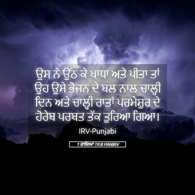 Picture 05 - 1 ਰਾਜਿਆਂ 19:8 PANIRV - ਉਸ ਨੇ ਉੱਠ ਕੇ ਖਾਧਾ - Bible Verse Picture