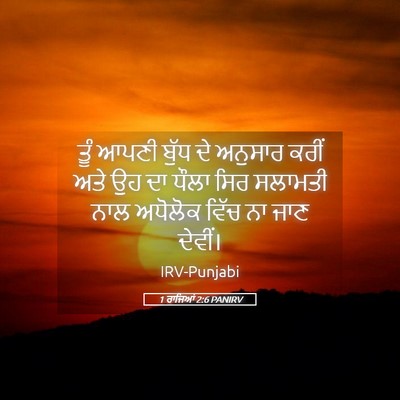 Picture 05 - 1 ਰਾਜਿਆਂ 2:6 PANIRV - ਤੂੰ ਆਪਣੀ ਬੁੱਧ ਦੇ - Bible Verse Picture