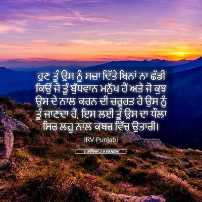 Picture 05 - 1 ਰਾਜਿਆਂ 2:9 PANIRV - ਹੁਣ ਤੂੰ ਉਸ ਨੂੰ ਸਜ਼ਾ - Bible Verse Picture