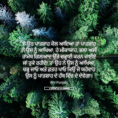 Picture 05 - 1 ਰਾਜਿਆਂ 22:15 PANIRV - ਸੋ ਉਹ ਪਾਤਸ਼ਾਹ ਕੋਲ - Bible Verse Picture