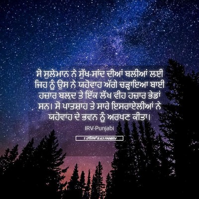 Picture 05 - 1 ਰਾਜਿਆਂ 8:63 PANIRV - ਸੋ ਸੁਲੇਮਾਨ ਨੇ - Bible Verse Picture