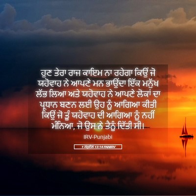 Picture 05 - 1 ਸਮੂਏਲ 13:14 PANIRV - ਹੁਣ ਤੇਰਾ ਰਾਜ ਕਾਇਮ - Bible Verse Picture