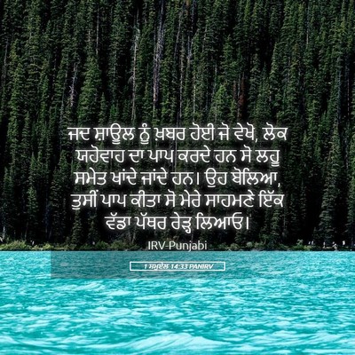 Picture 05 - 1 ਸਮੂਏਲ 14:33 PANIRV - ਜਦ ਸ਼ਾਊਲ ਨੂੰ ਖ਼ਬਰ - Bible Verse Picture