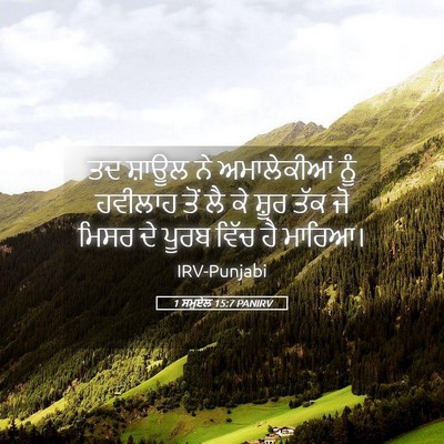 Picture 05 - 1 ਸਮੂਏਲ 15:7 PANIRV - ਤਦ ਸ਼ਾਊਲ ਨੇ - Bible Verse Picture