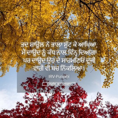 Picture 05 - 1 ਸਮੂਏਲ 18:11 PANIRV - ਤਦ ਸ਼ਾਊਲ ਨੇ ਭਾਲਾ - Bible Verse Picture