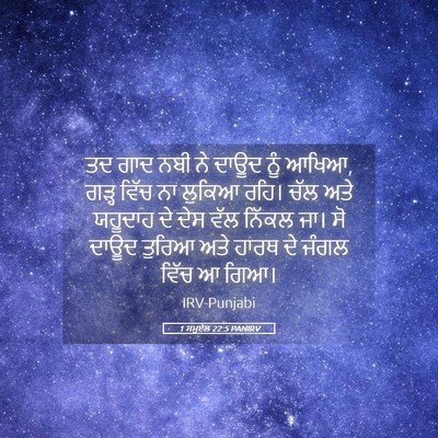 Picture 05 - 1 ਸਮੂਏਲ 22:5 PANIRV - ਤਦ ਗਾਦ ਨਬੀ ਨੇ ਦਾਊਦ - Bible Verse Picture