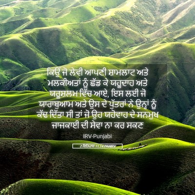 Picture 05 - 2 ਇਤਿਹਾਸ 11:14 PANIRV - ਕਿਉਂ ਜੋ ਲੇਵੀ ਆਪਣੀ - Bible Verse Picture