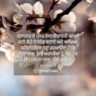 Picture 05 - 2 ਇਤਿਹਾਸ 18:10 PANIRV - ਕਨਾਨਾਹ ਦੇ ਪੁੱਤਰ - Bible Verse Picture