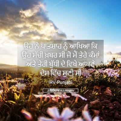 Picture 05 - 2 ਇਤਿਹਾਸ 9:5 PANIRV - ਉਹ ਨੇ ਪਾਤਸ਼ਾਹ ਨੂੰ - Bible Verse Picture