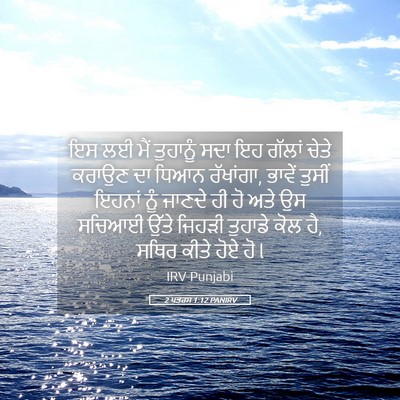 Picture 05 - 2 ਪਤਰਸ 1:12 PANIRV - ਇਸ ਲਈ ਮੈਂ ਤੁਹਾਨੂੰ - Bible Verse Picture